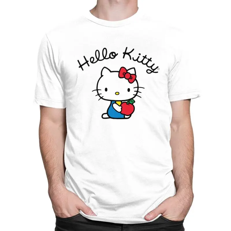 Hello Kitty Anime Manga Tshirt Men Short Sleeve Graphic T Shirt Classic T-shirts Slim Fit Cotton Tee Tops Clothes