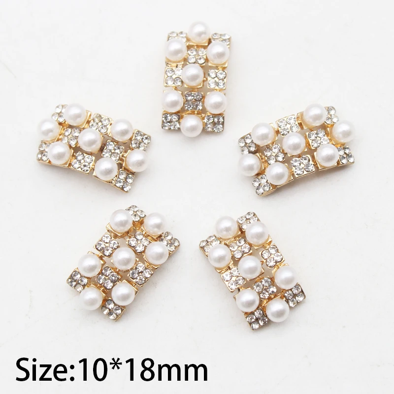 Exquisite 10Pieces/Batch 10*18mm Gold Arched Crystal Pearl Decoration DIY Dress Simple Clothing Accessories