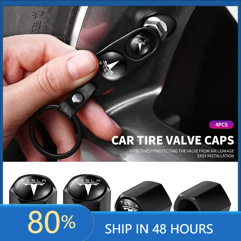 

Car Stickers Tesla Key Chain Ring Fob Car Tire Air Valve Stem Caps For Tesla Model 3 Model X S 2016-2020 Decals TM3 TMX TMS Deca