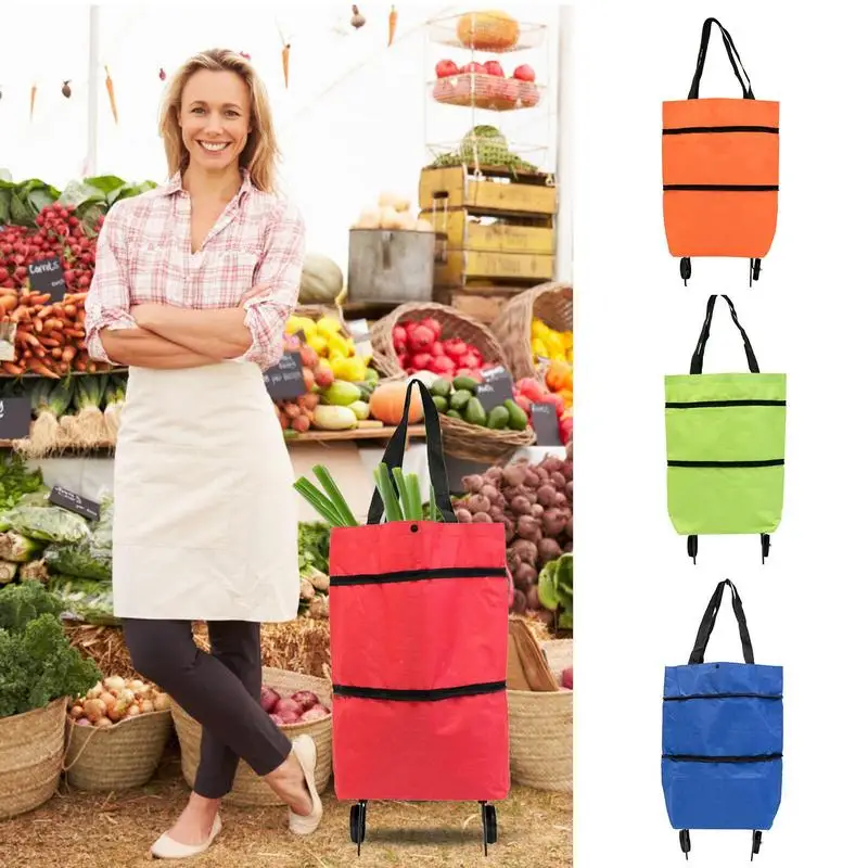 Small Pull Cart Portable Shopping Food Organizer Trolley Bag On Wheels Bags Folding Buy Vegetables Bag With Wheels Shopping Bag