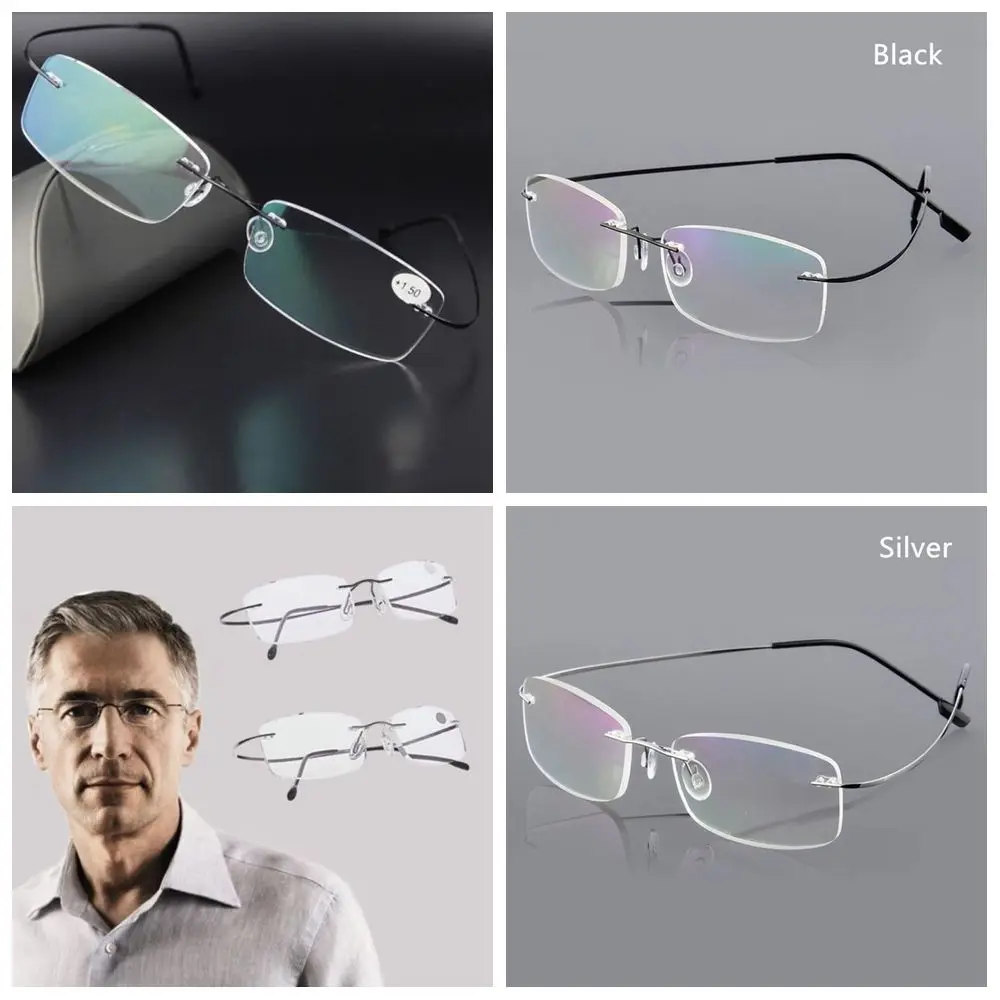 Degree Ultralight Unisex Rectangular Eyeglass Rimless Memory Titanium Reading Glasses