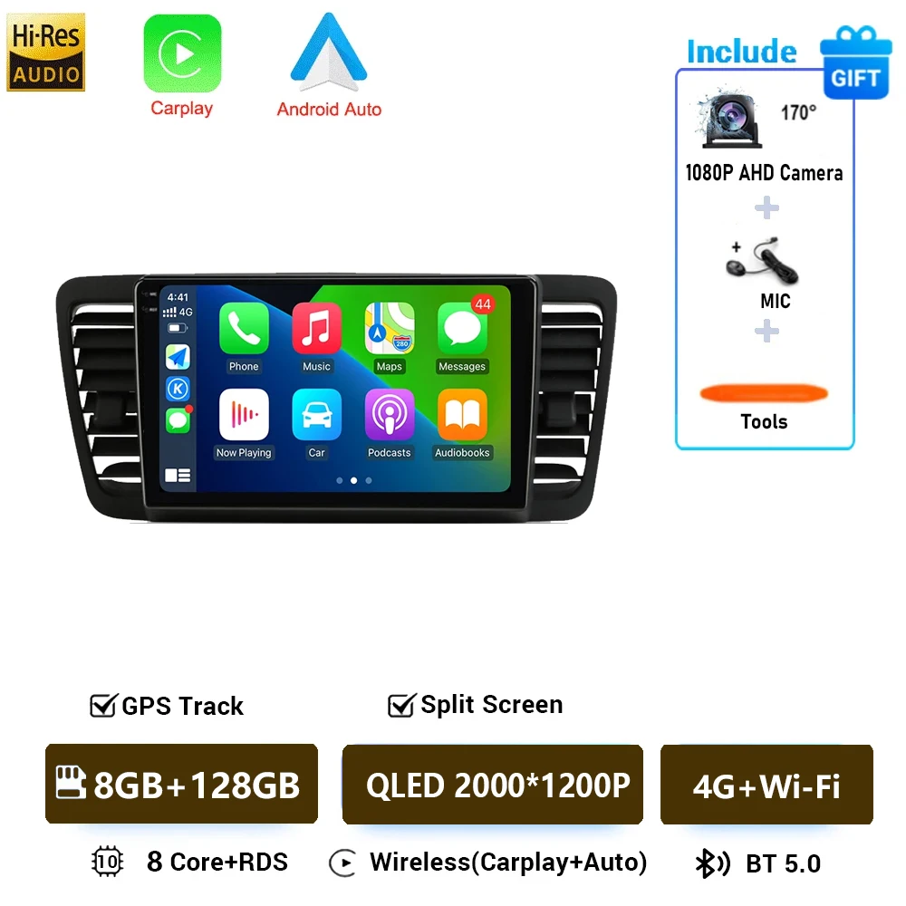 Android 16 Voor Subaru Outback 3 Legacy 4 2003-2009 LHD 2K QLED Android Autoradio Multimedia Video speler GPS Stereo CarPlay 4G - afbeelding 1