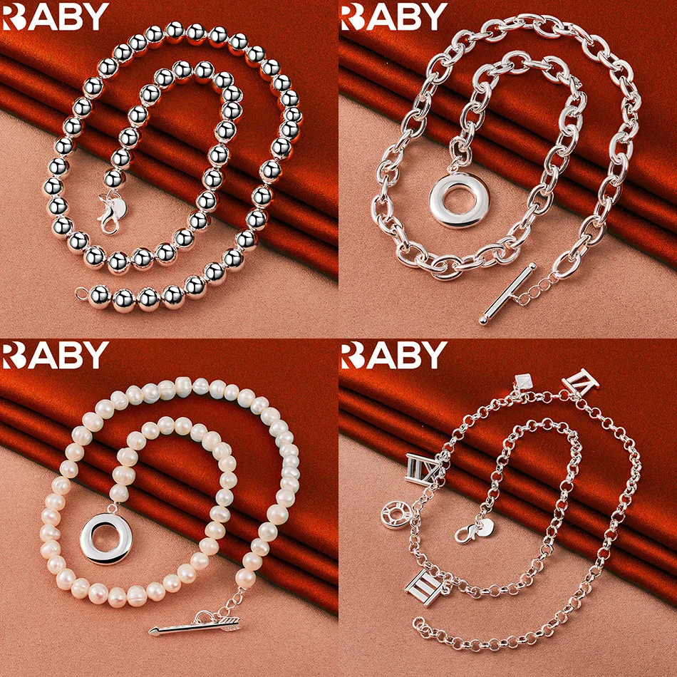 

URBABY 925 Sterling Silver 45cm Geometric Necklace For Women Men Creativity Gifts Street All-match Party And Daily Wear