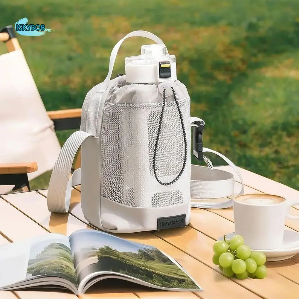 

Сетчатая сумка-переноска для бутылки с водой на плечевом ремне, быстросохнущий нейлоновый держатель для бутылки с водой, передний карман, водонепроницаемый