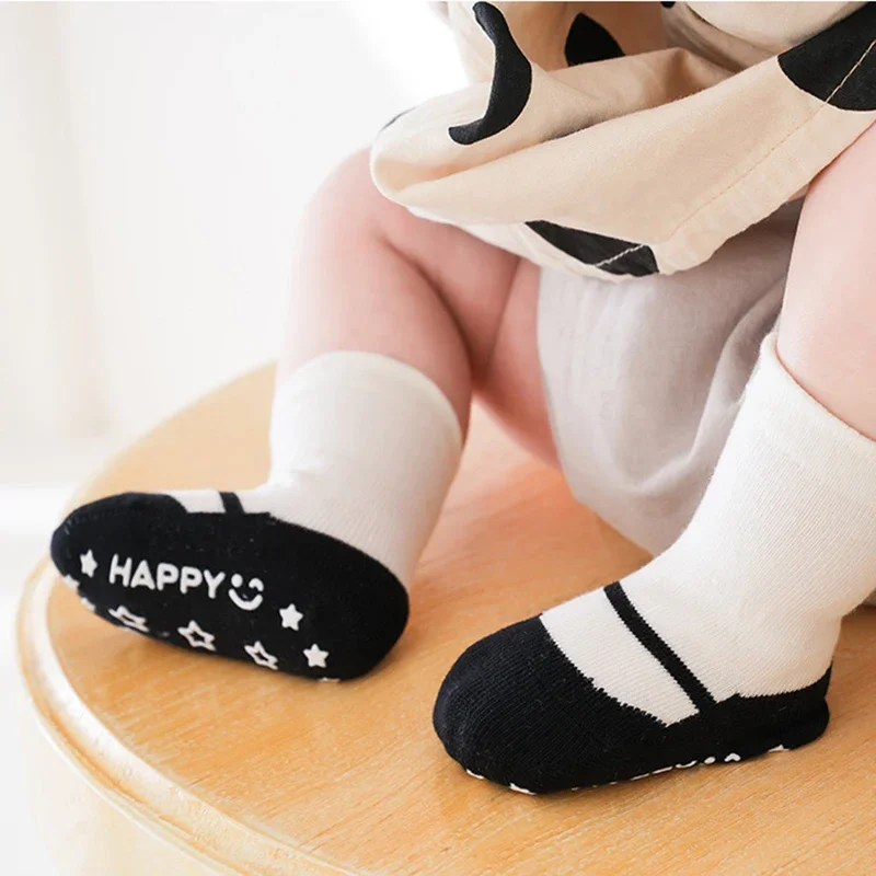 Korean Baby Patchwork Anti-slip Rubber Floor Socks Cotton Breathable Newborn Infant Toddler for Boys Girls Socks 0-5years Old