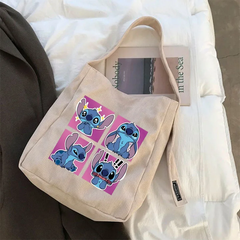 Disney-Bolsa Crossbody Grande Capacidade para Mulheres, Lilo e Stitch, Minnie Mouse, Bonito, Ombro, Senhoras, Shopper Bags, Bolsas Kawaii