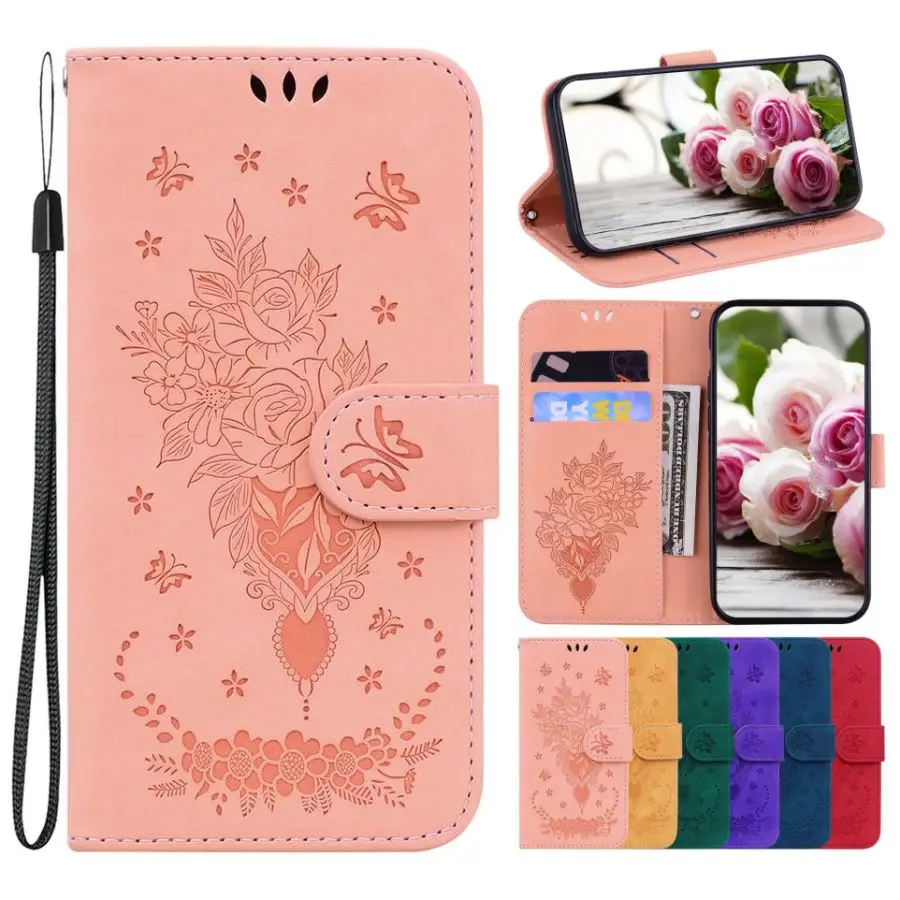 Cute Roses Flip Case For Motorola Moto E20 E30 E32 E40 E6 E6S E6i E7 E7I Power Edge 20 Lite 30 Pro Wallet Cover Skin D26G