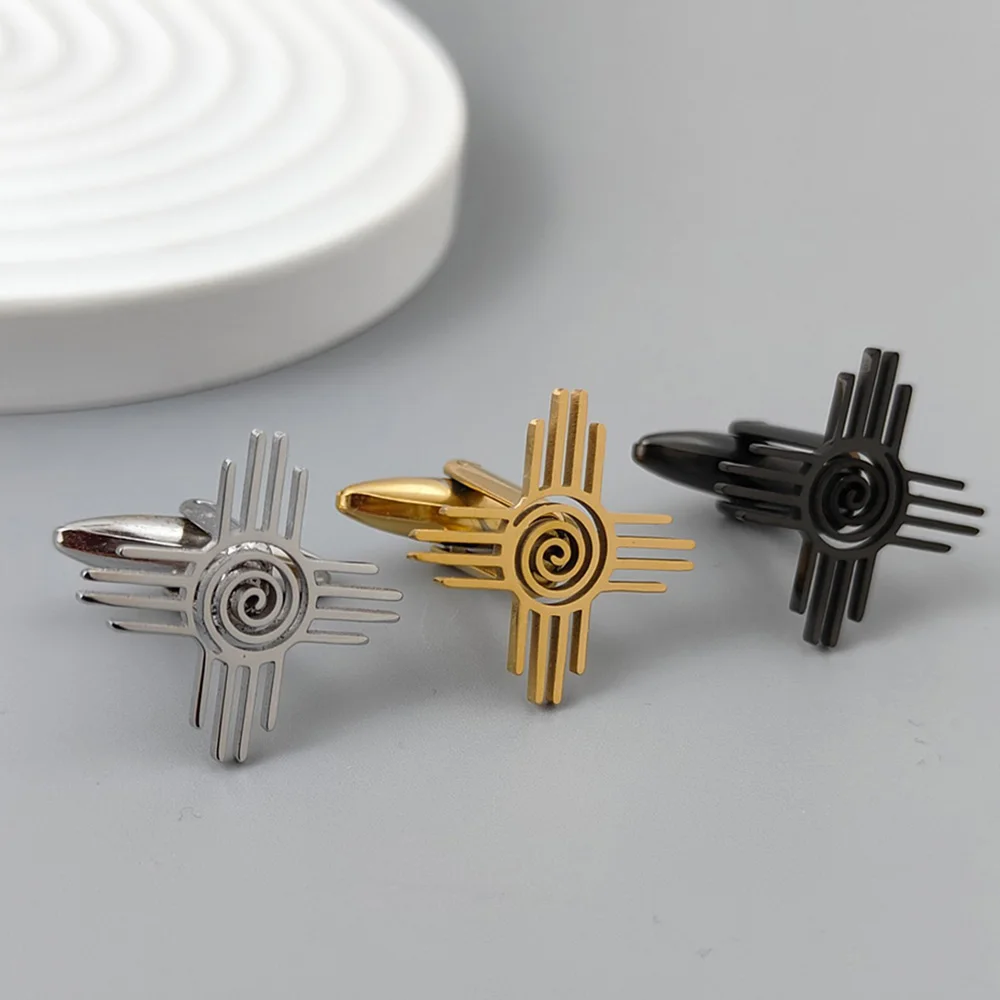 

New spiral cross cufflinks, fashionable stainless steel men's shirt cufflinks, retro style suit accessories suitable for parties