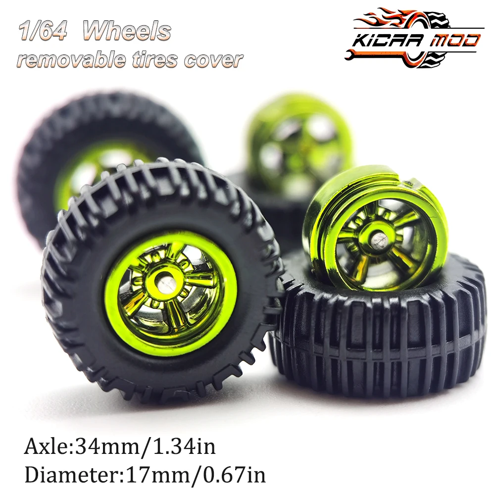 1/64 Modellauto-Räder mit Gummi-All-Terrain-Reifen, Fünf-Speichen-Umbauteile für Geländefahrzeuge, große Größe, 1 Set – Detail 12