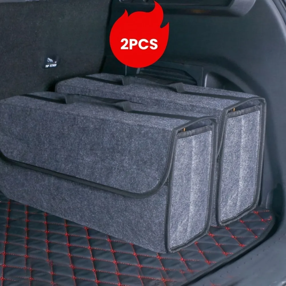 2er-Pack robuster, faltbarer Kofferraum-Organizer mit offenem Design – robuster Fahrzeug-Aufbewahrungsbehälter, platzsparender Organizer für – Detail 1
