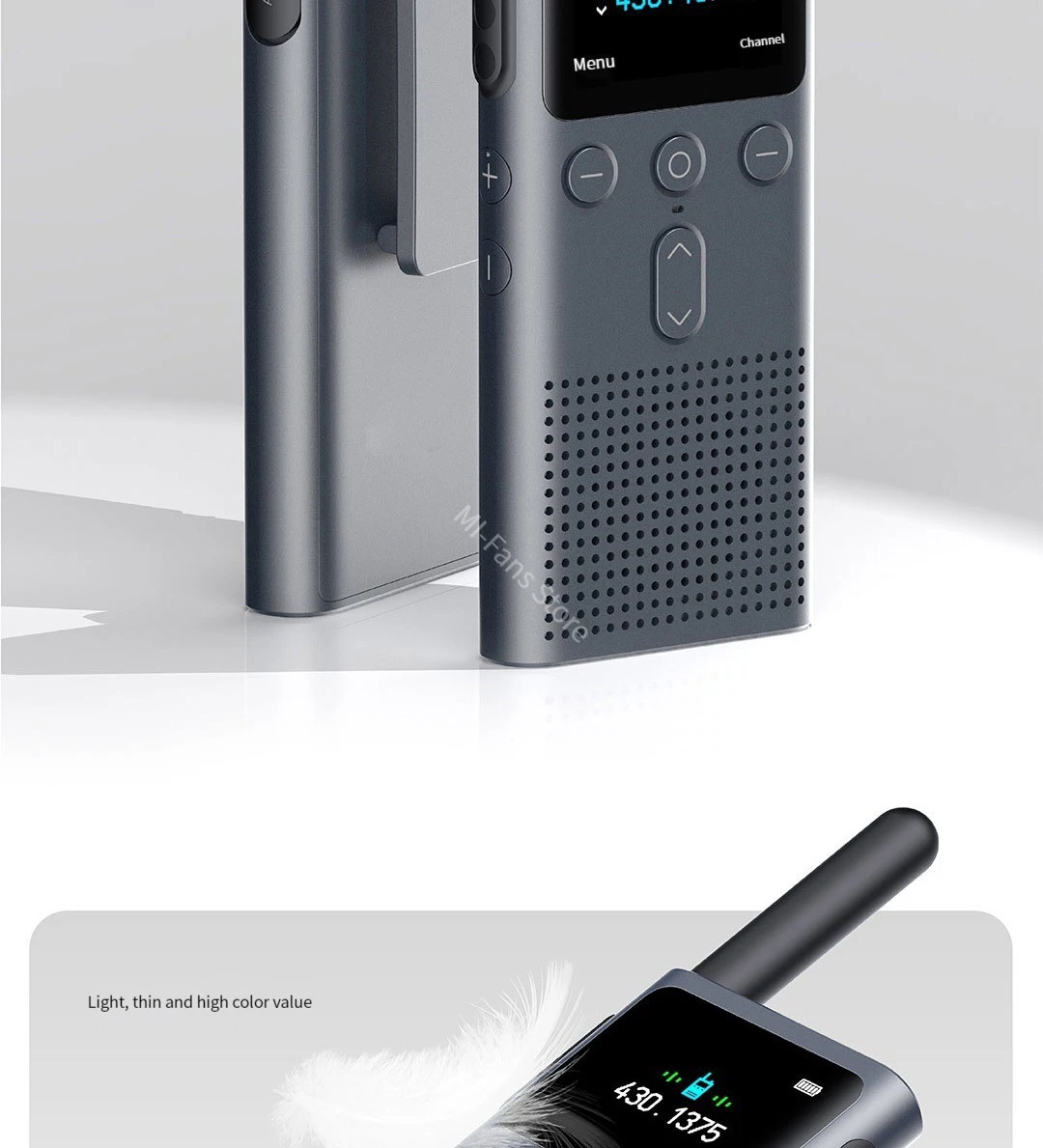 Walkie Talkie MIJIA 2S con Pantalla a Color de 1.77'', Potencia de 4W, 120 Horas de Autonomía, Modo Dual, Distancia de L