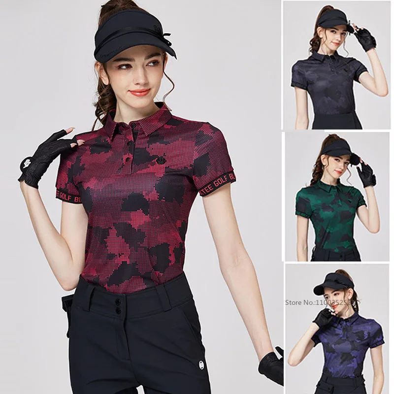 2026 NEW Golf Polo Shirts Women Camouflage Printed Sports T-Shirts Ladies Quick-dry Button Tops Slim Breathable Golf Apparel
