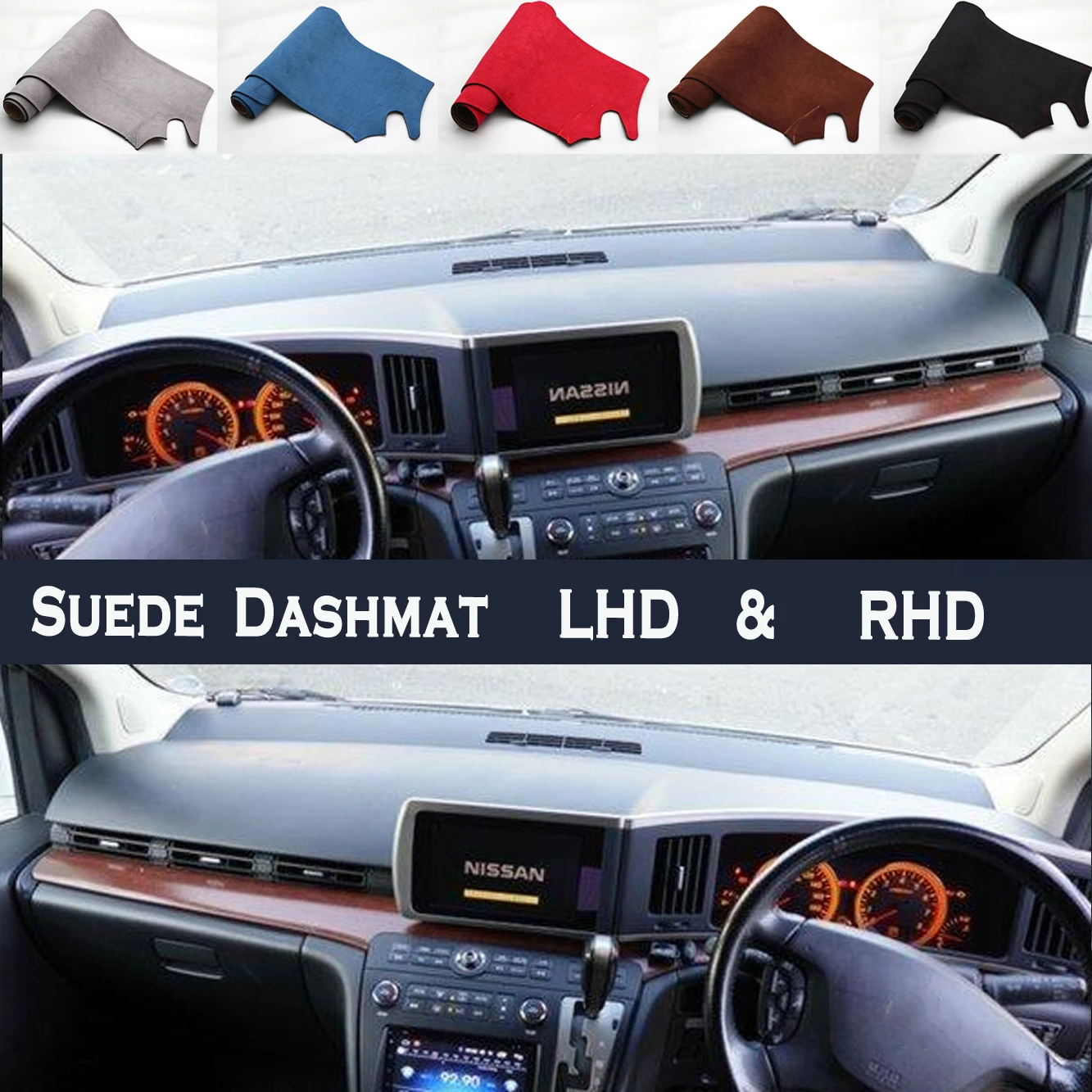 Car Styling Suede Dash Mat Covers Dashmat Dashboard Pad Carpet Accessories For Nissan Elgrand E51 Highway Star 2000 - 2010 2008