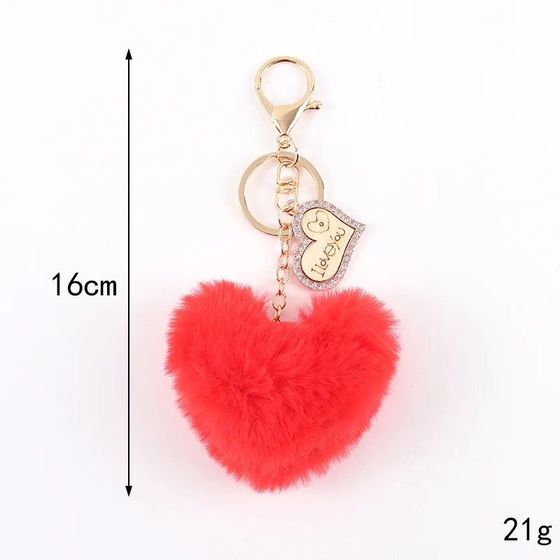 New Imitation Otter Rabbit Plush Heart Keychains For Women Bag Pendant Couple Car Key Chains Jewelry Gift Decoration Accessories