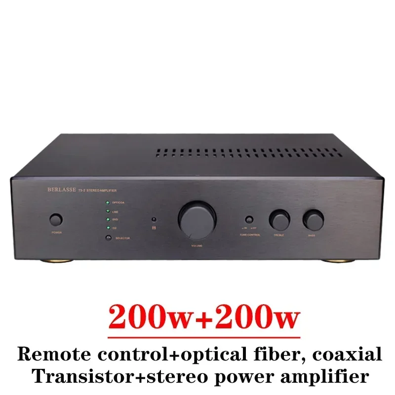 

200w*2 2-channel Stereo Amplifier High Power Support Fiber Coaxial Input NE5532 Class AB Transistor Amp HIFI Amplifier Audio