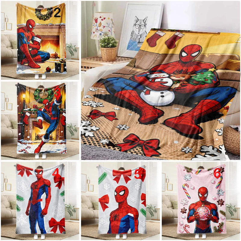 Manta de Felpa de Navidad de Marvel Spiderman, Manta de Franela Cálida para Sofá y Cama, Decoración del Hogar