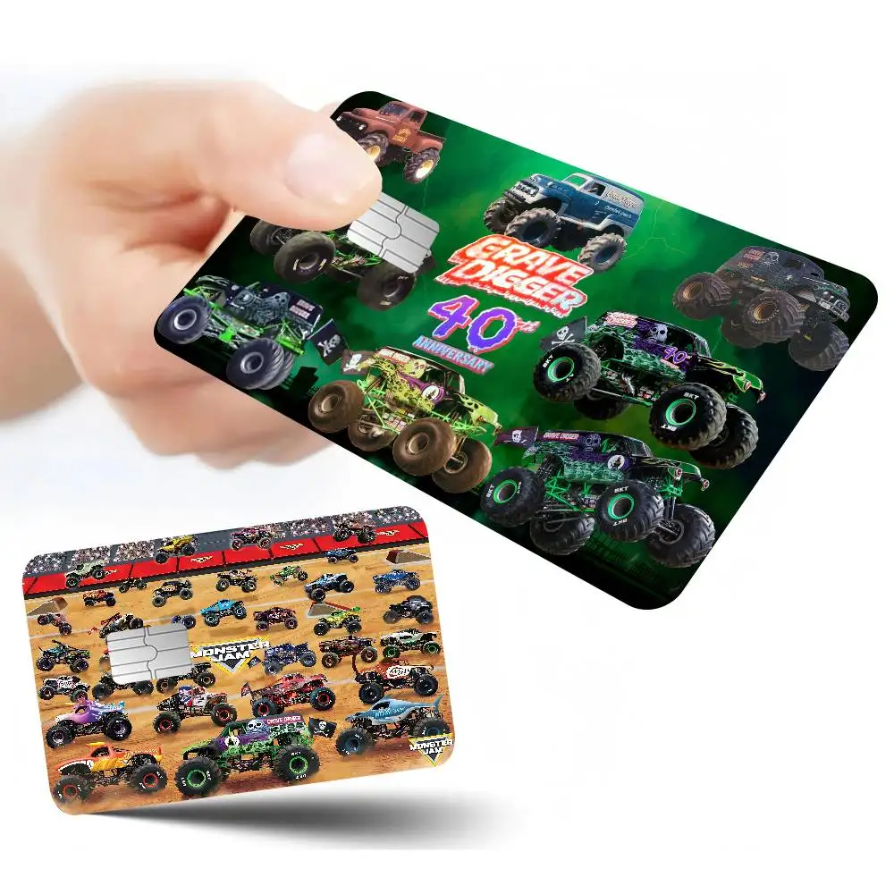 Cartoon Monster Jam Fashion Matte Gold Silver Black Matte Film Skin Sticker Tape For Bank Credit Debit Card