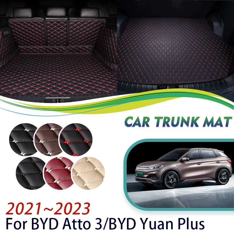 

Автомобильный коврик для заднего багажника для BYD Yuan Plus Atto 3 2021 2022 2023, 5 сидений, автомобильные кожаные коврики, автомобильные аксессуары, украшение интерьера