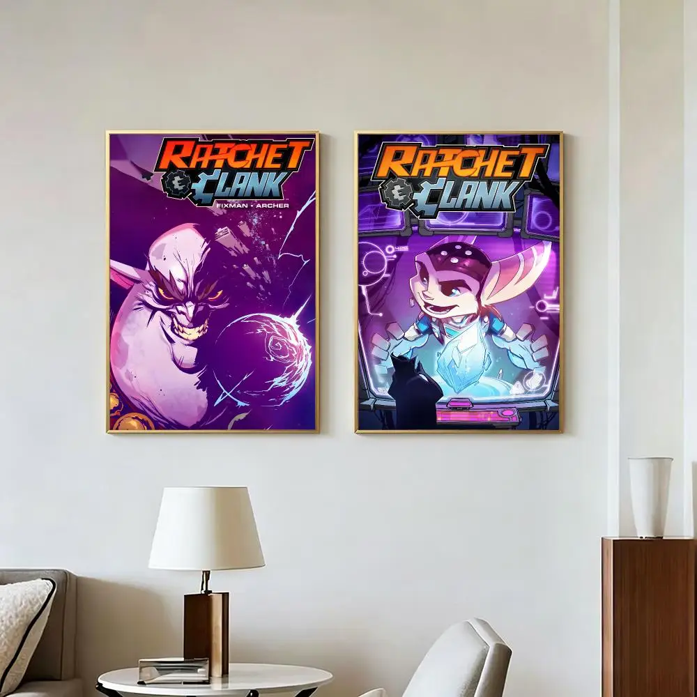 Game Popular R-Ratchet & Clank Poster Peel And Stick Wall Art Self Adhesive PP Waterproof Wall Decor Living Room Bedroom Gift