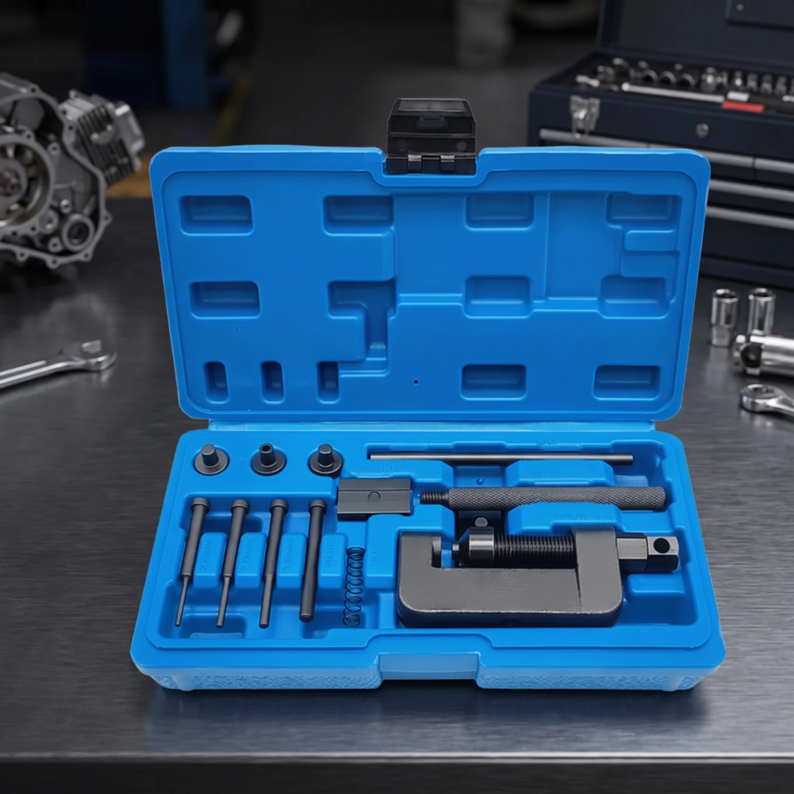 Chain Breaker Tool with Storage Case Portable Chain Breaker Tool Kit Hardened Steel Easy for Mechanics, Workshop, Garage