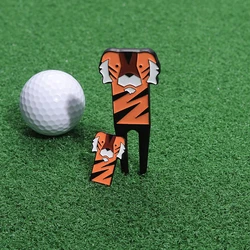 Tiger Divot Repair Tool Cartoon Small Tiger Ball Golf Fork Metal Golf Divot Accessories with Golf Ball Marker Golf Accessory