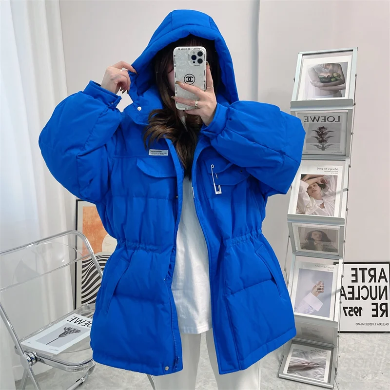 Fashion Winter White Duck Down Jackets For Women Clothing 2023 Hooded Long Drawstring Winter Coats Students Outerwear bd565