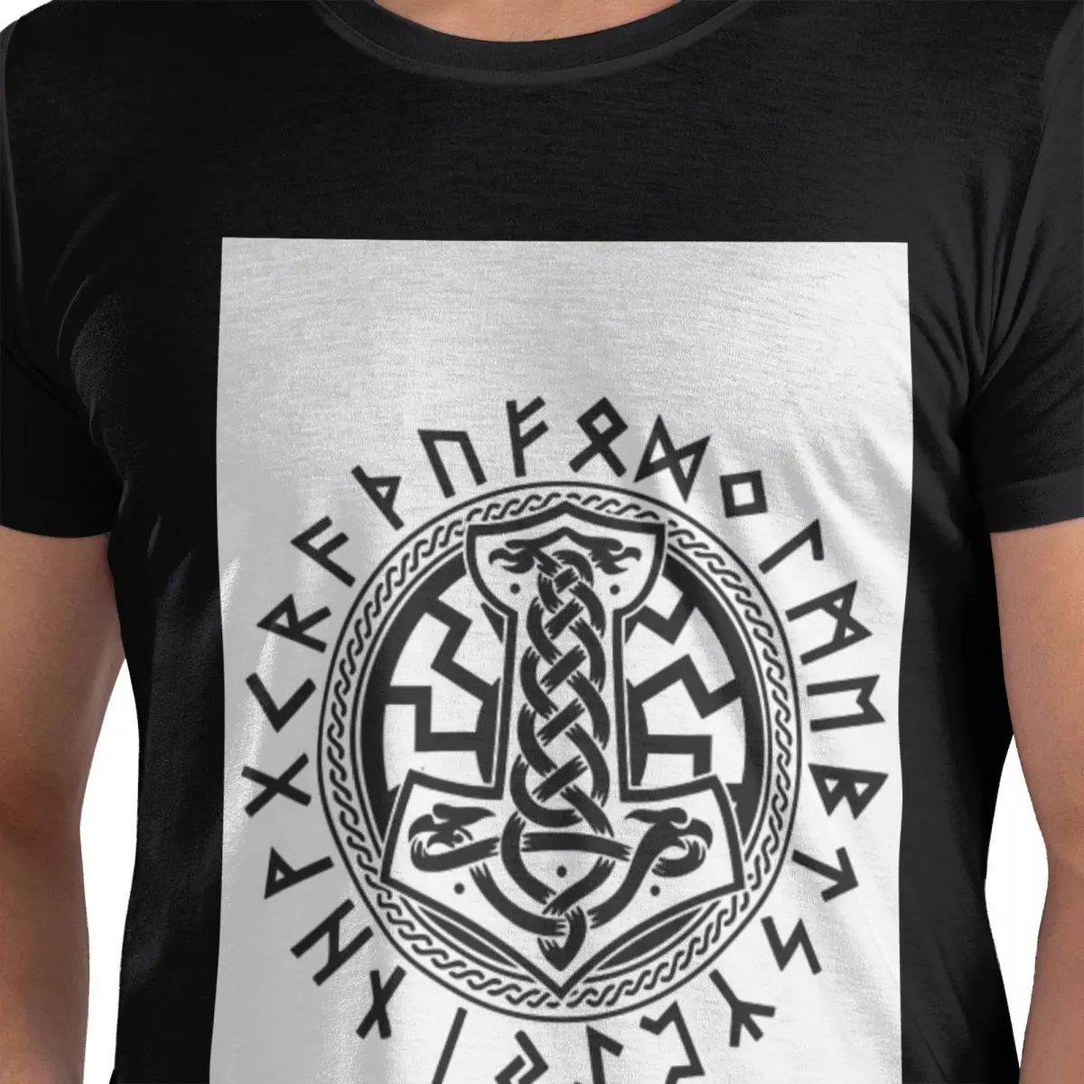 

Мужская футболка Viking Runes Hammer Celtic Hugin Munin Ravens Vikings, хлопковые футболки, мужские футболки, короткая одежда с круглым вырезом, топы