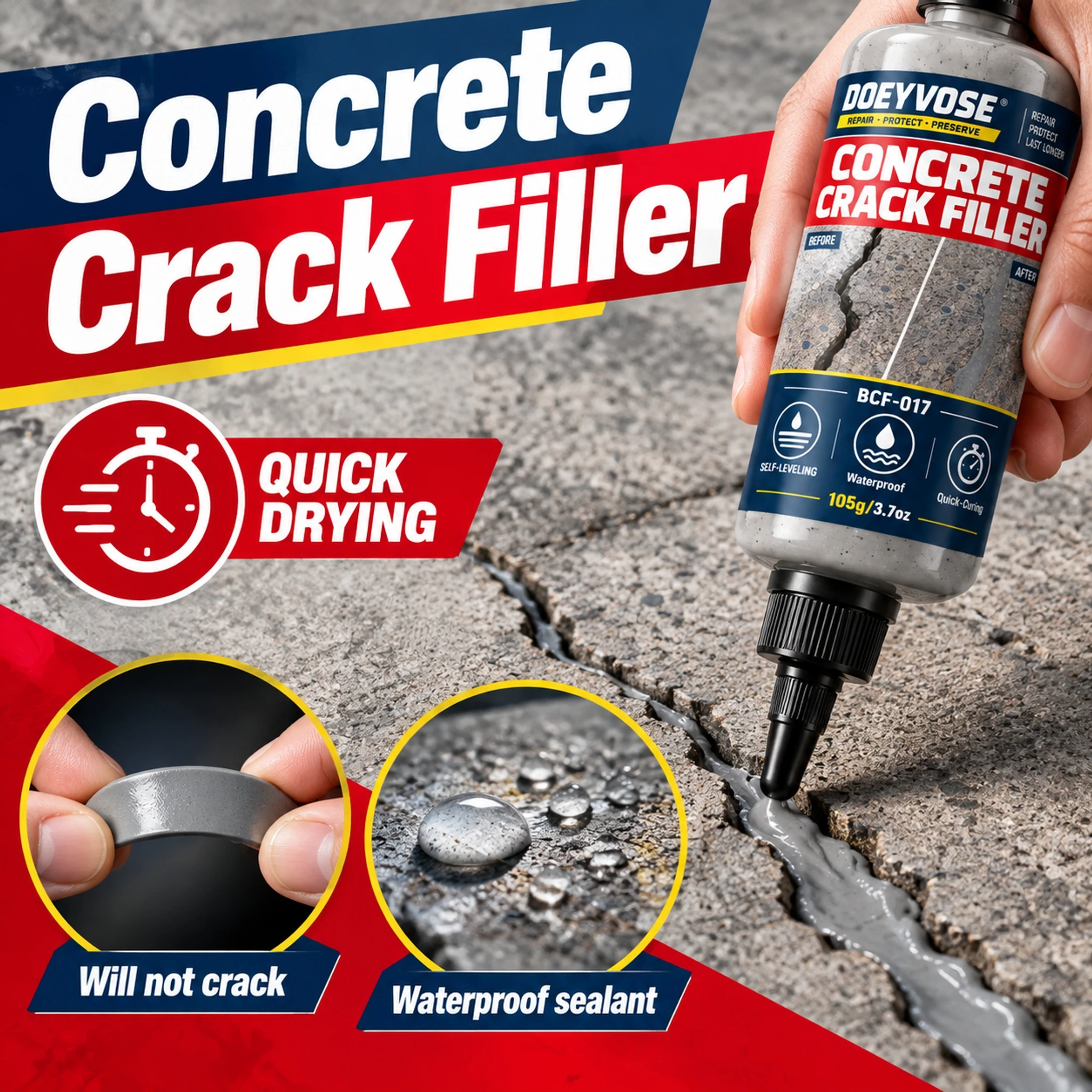 105g Cement Crack Sealer, High Adhesion Concrete Gap Filling Repair Agent