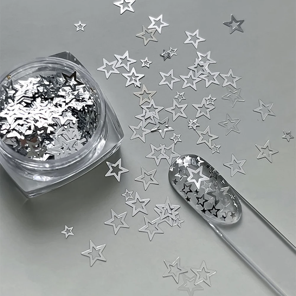 5-Flaschen-Set, ultradünne Nagel-Pailletten, Laser-Hohlsternchen, bunte, ausgehöhlte Nageldekorationen für Zuhause, DIY-Maniküre, Glitzer-Dekor – Detail 4