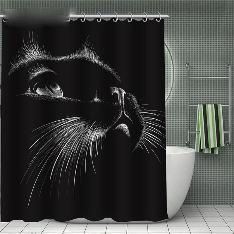 New Cute Cat Shower Curtain Beautiful Big Eyes Pet Cat Pattern Waterproof Multi-size Children Bathroom Decor Bathroom Curtain