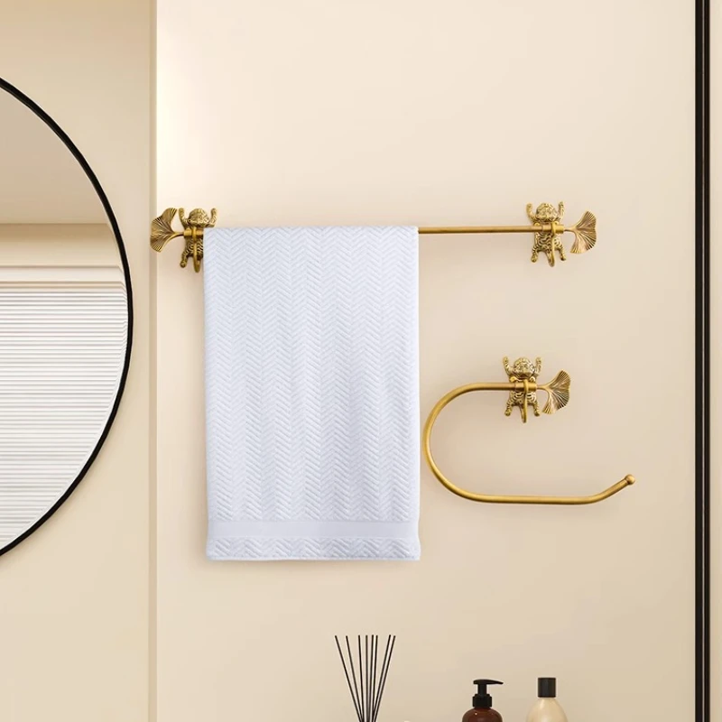 Luxury Copper Brass Towel Rack Stylish Modern Bathroom Accessories Commercial Hotel Towel Ring Multifunctional Storage Hook