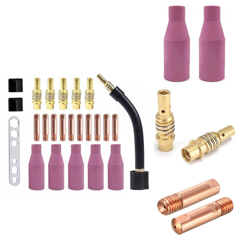 

24Pcs MB15AK Welding Torch Consumables Torch Gas Ceramic Nozzle Tip For 15AK MIG Welding Torch