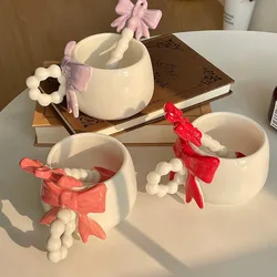 Ceramic Tableware, Korean Style Girl Instagram, High Beauty Girl Bow, Milk Cup, Cute Mug, Family Dormitory Drinkware