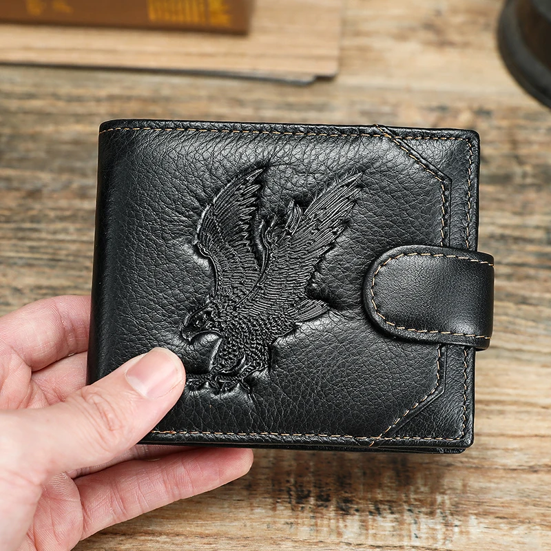 男性用ショート本革財布、トップレイヤー牛革マルチカードスロット財布、多機能男性用小銭入れマネークリップ