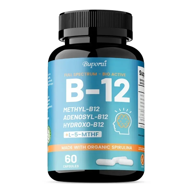 Vitamin B12 Capsules - for Mind, Energy, Brain, Mood, Heart Support, Boosts Immunity