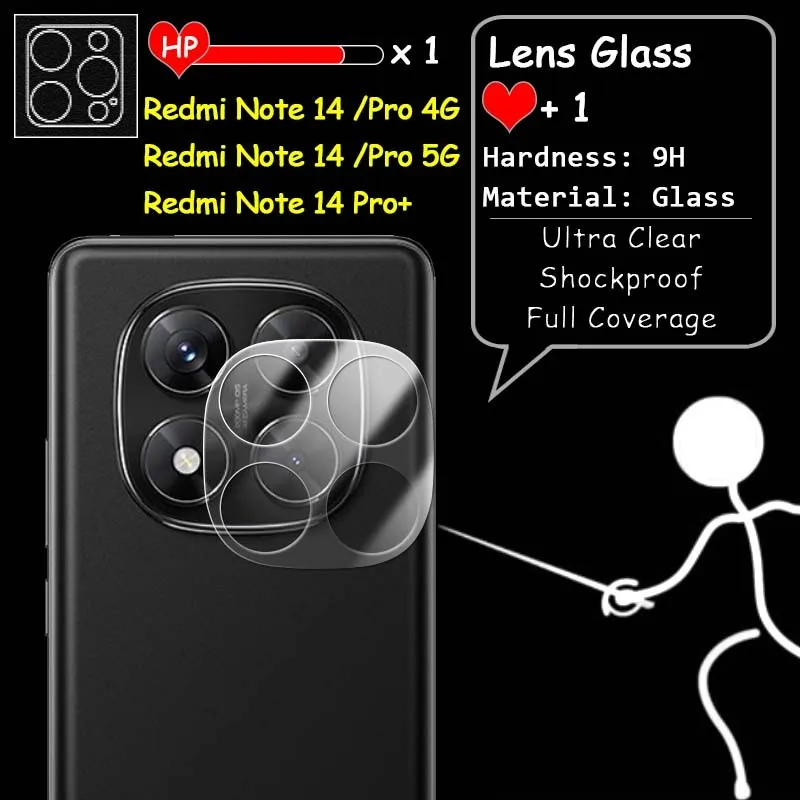 

Для Redmi Note 14 13 Pro Plus 4G 5G ультра прозрачная тонкая задняя камера объектив полное покрытие 2.5D 9H закаленное стекло защитная пленка