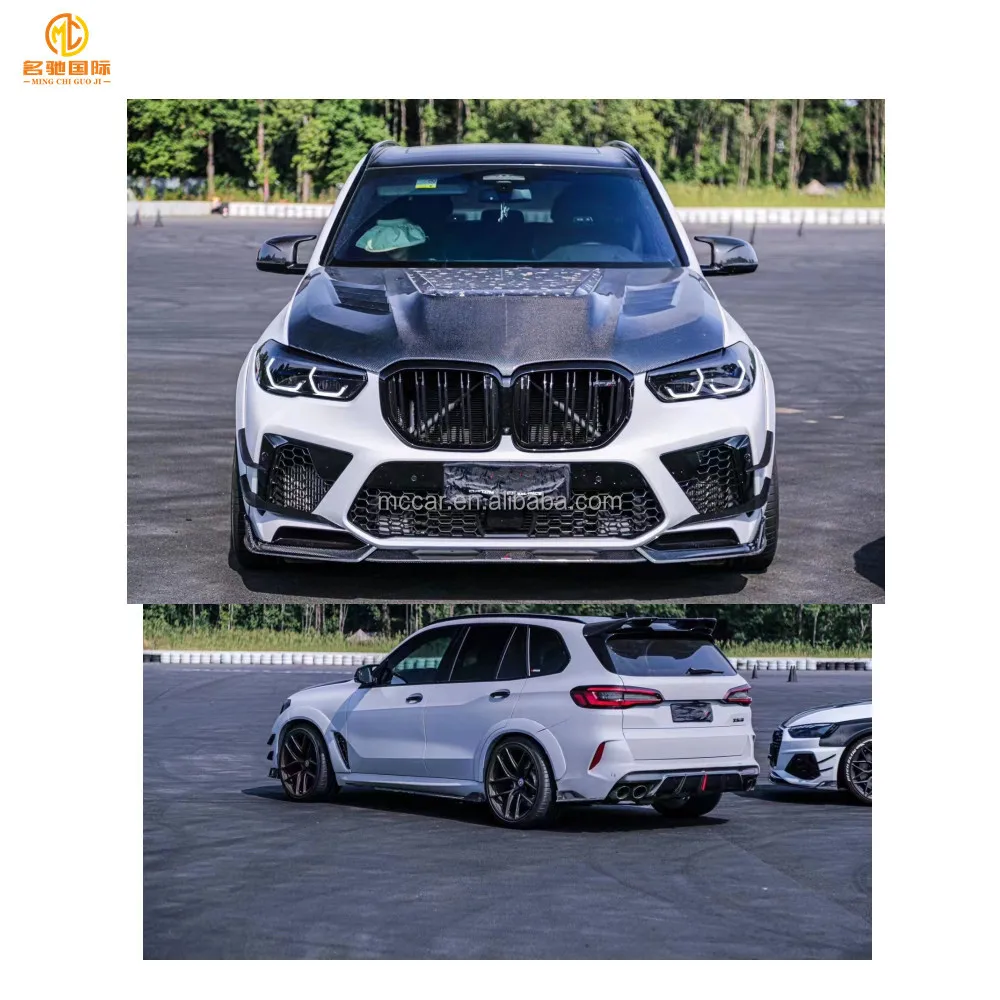 X5M F95 Kohlefaser-Karosserie-Kit für  F95 X5M Front lippen seiten rock Top Wing Diffusor Auto-Kits Autos toß stange