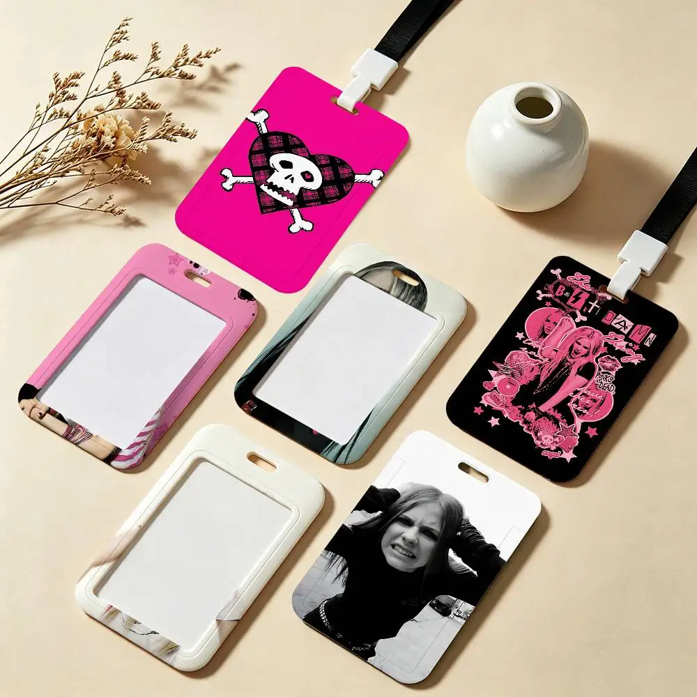 A-Avril L-Lavigne ID Badge Holder With Lanyard Neck Strap For Office School Name Card Credentials Case