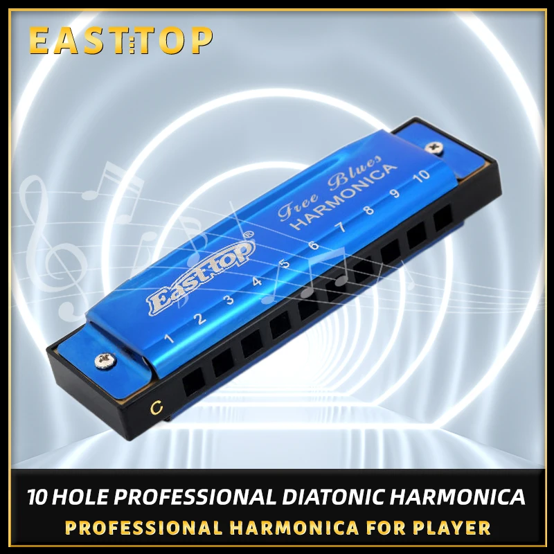 

East top Harmonica 10 Hole 20 Tone Diatonic Blues Harmonica Mouth Organ for Kids,Player,Beginner,Birthday Gift