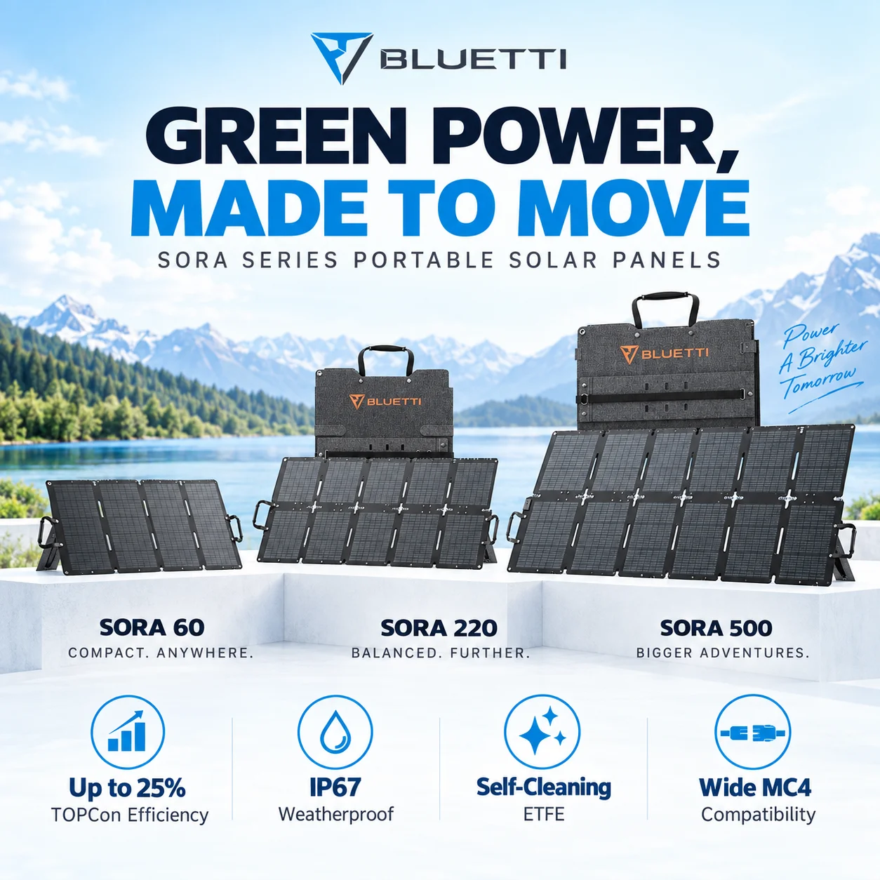 Foldable Panels Charger  for Extending Power Station Capacity Bluetti 60W 100W 120W 200W 350W Modular Solar Kit Interconnectable
