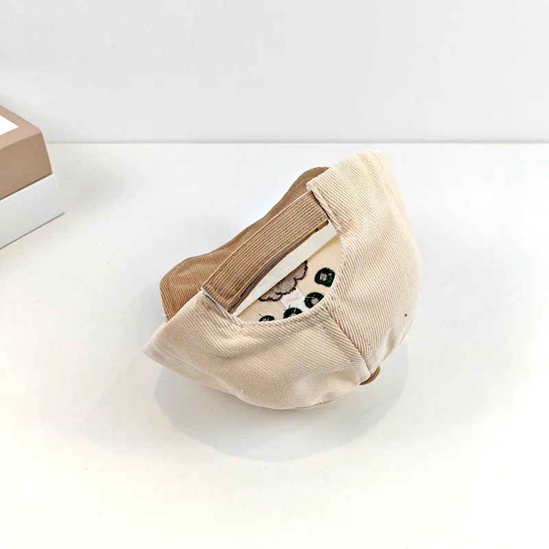 Cartoon Dog Bambini Cappello con lingua d'anatra Morbido Eaved Bambini Berretto con visiera 1-4 anni Ragazzo Ragazza Autunno Cappelli da baseball in velluto a coste Visiere parasole per bambini