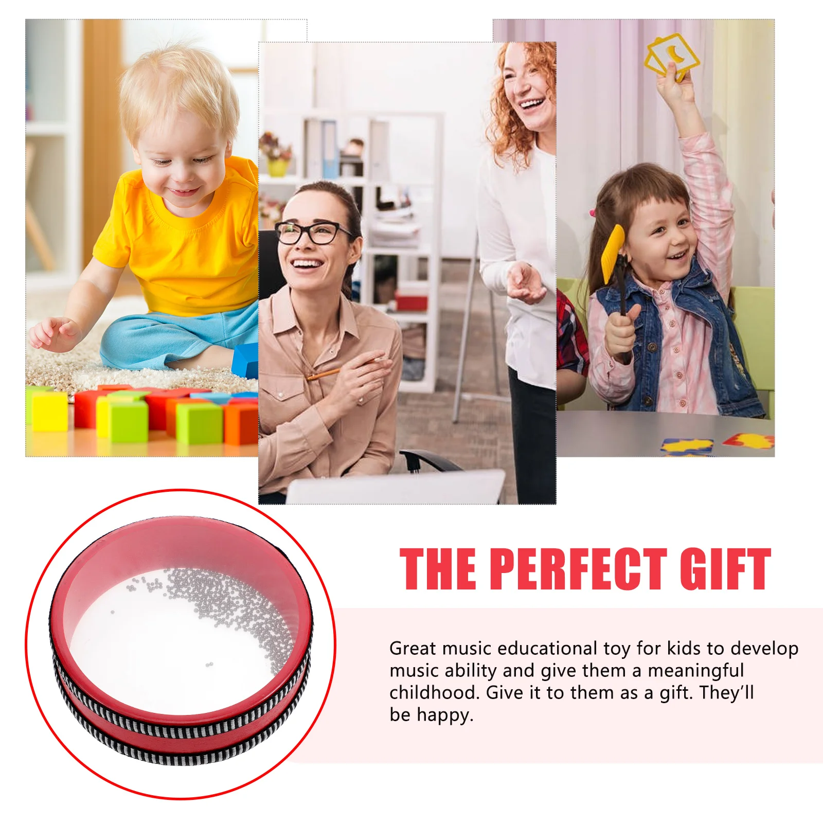 

Music Enlightenment Wave Drum Adorable Percussion Instrument Double-sided Ocean Musical Creative Bead Iron Sand Toy