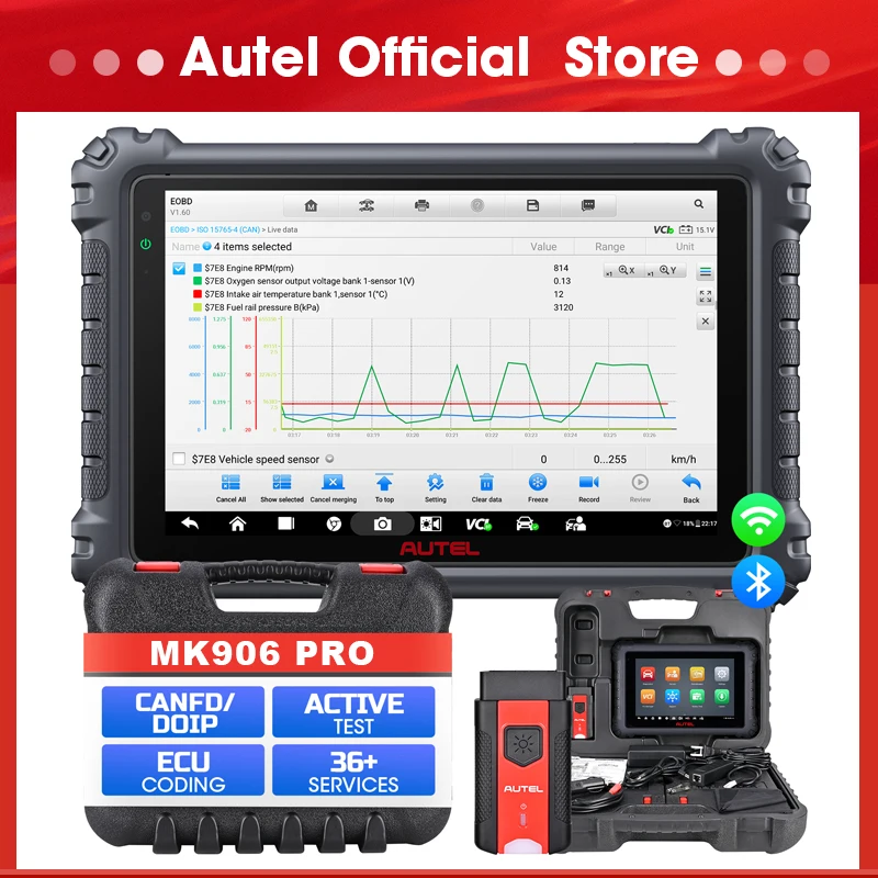 

Autel Scanner MaxiCOM MK906 Pro MK906PRO Car Diagnostic Scanner Coding Same As MK908P Bi-Directional Control 40+ Services