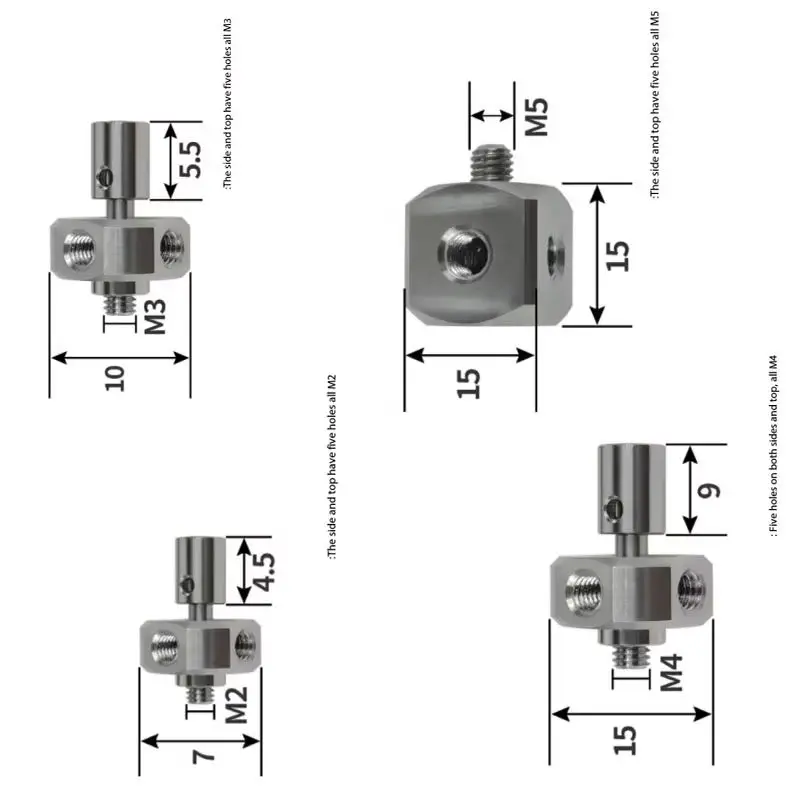 3D Measurement Star Shaped M2M3M4M5 Adapter Five Directional Measuring Seat for Precision Engineering And Manufacturing