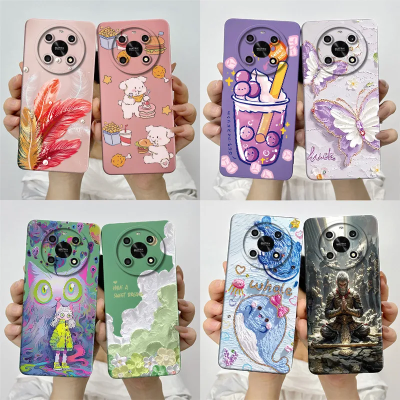 For Honor X9 4G 5G / Magic 4 Lite 4G 5G Phone Case ANY-NX1  LX1 LX2 LX3 Soft Silicone Sweet Painted Cover Cute Printed Casing