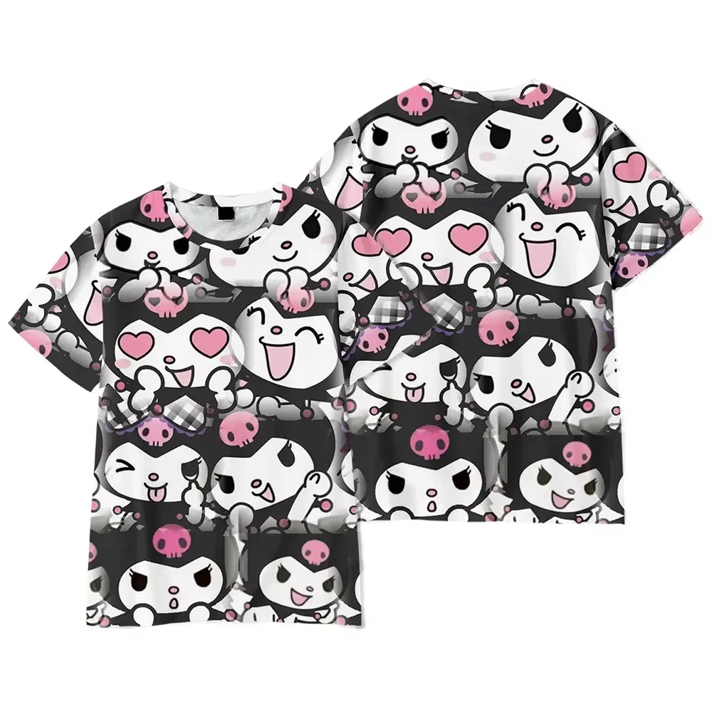 Girls T-shirts 3D Kuromi Digital Printed Short-sleeve T-shirt Anime kawaii Cartoon Girl Children's Clothing Best Gift For Girls