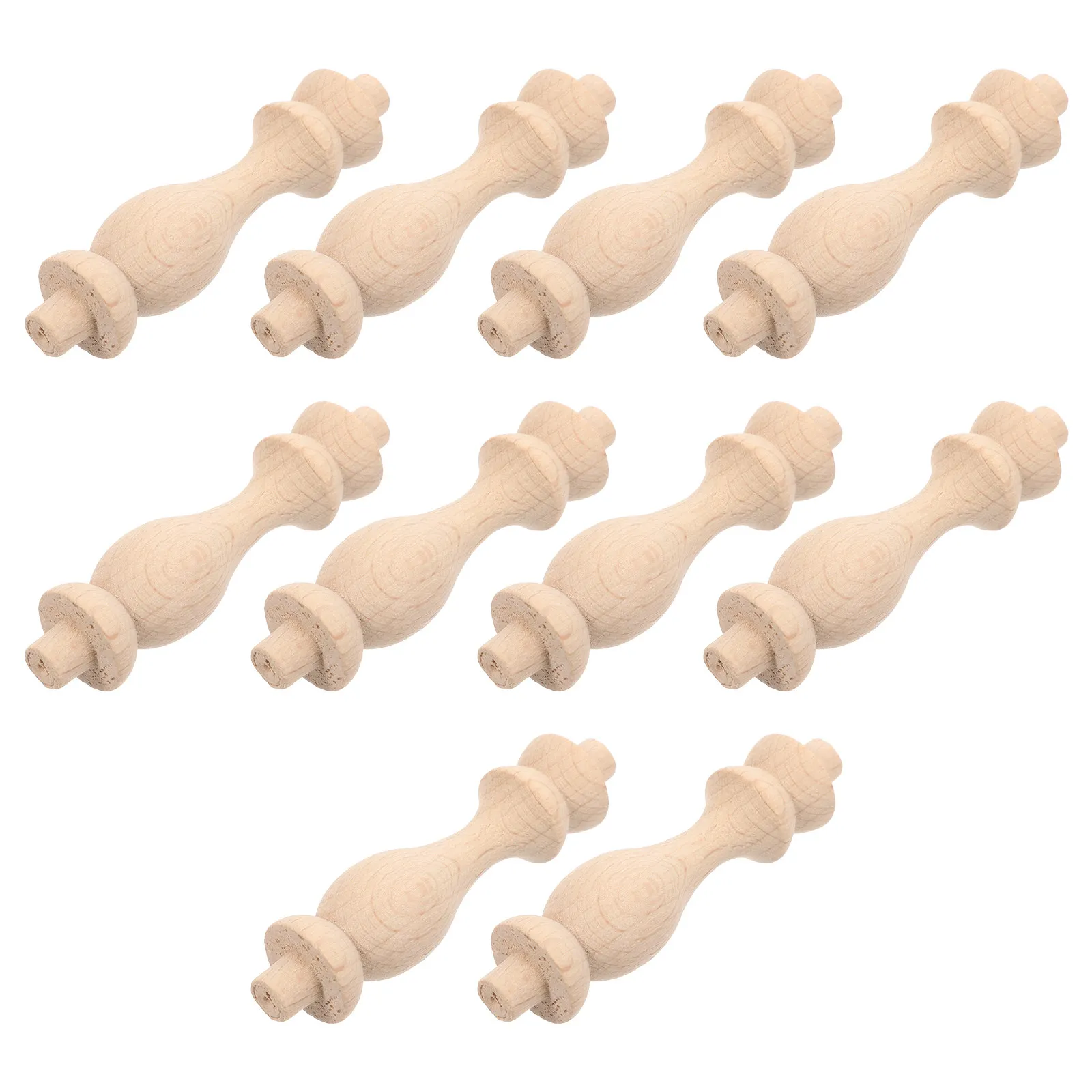 10Pcs Solid Wood Roman Pillars Small Baluster Columns Unfinished Unpainted Decorative Staircase Spindles for Home Garden