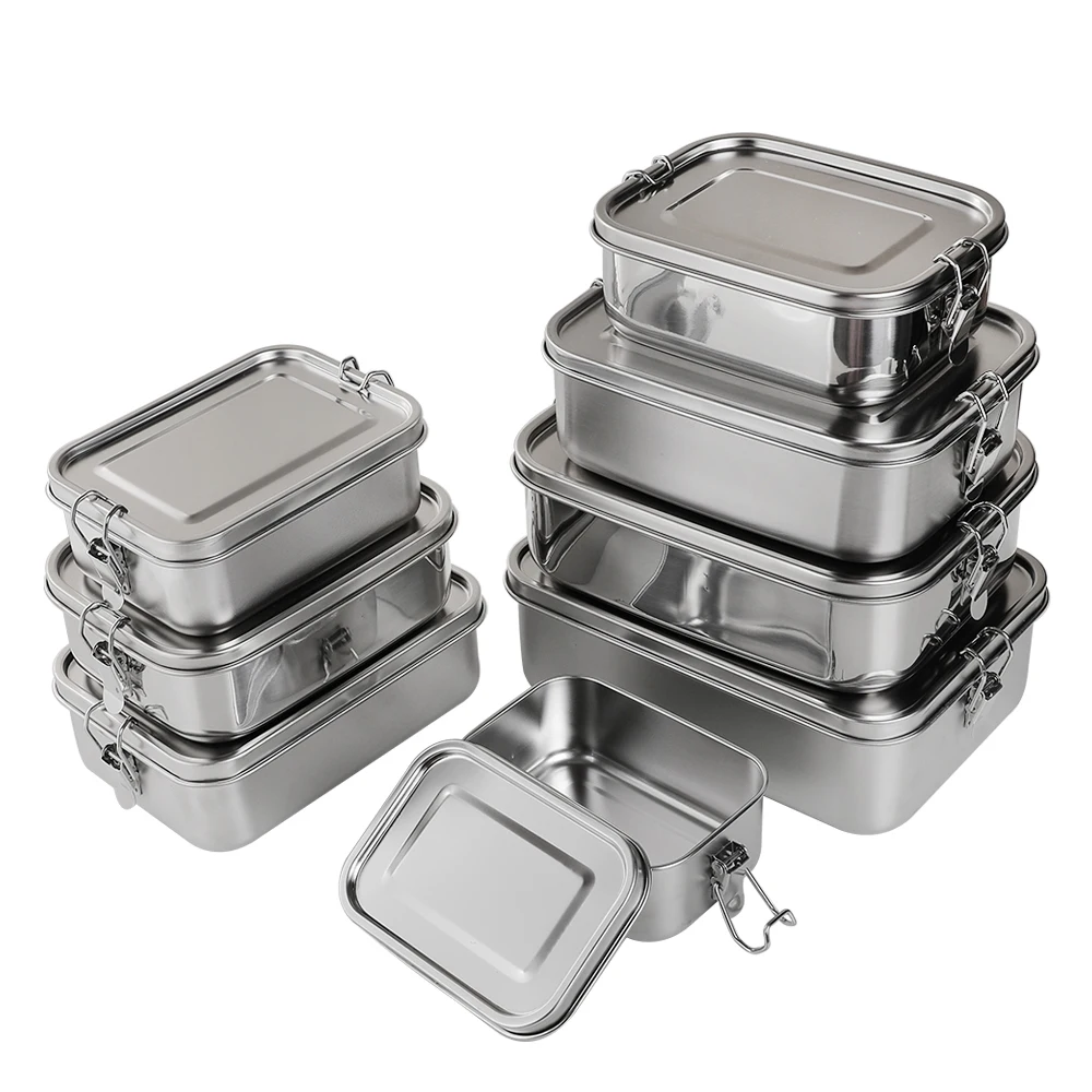 

Top Sale 304 Stainless Steel 18/8 Leakproof Lunch Box Heatable Bento Box 550/850/1400/2400ml Food Storage Container with Lid