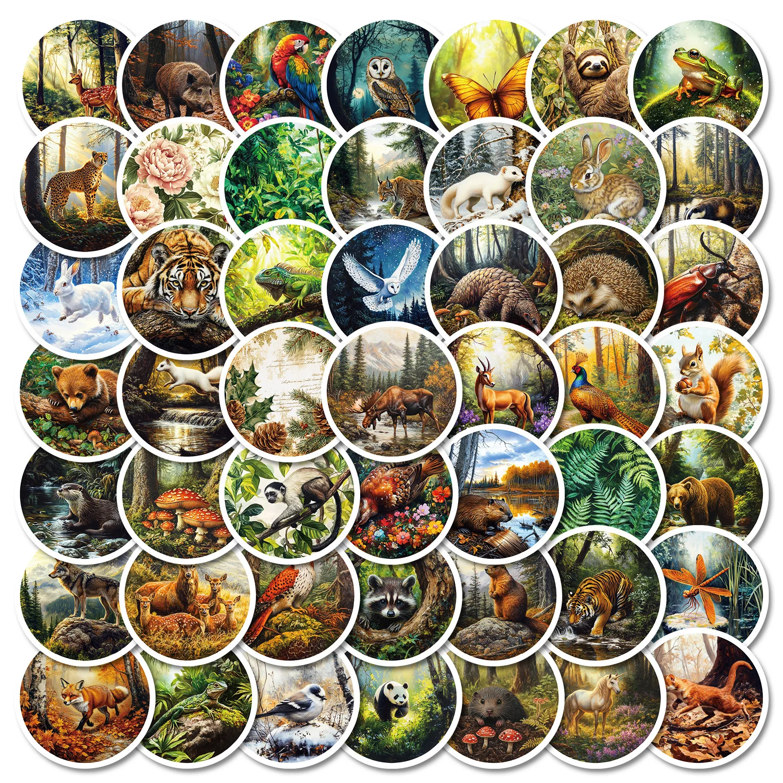 50Pcs 귀여운 숲 동물 스티커 DIY 장식 방수 스케이트 보드 노트북 수하물 노트북 전화 냉장고 데칼