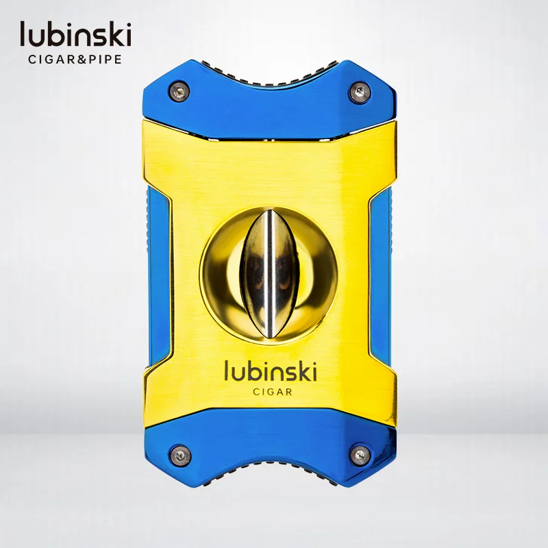 LUBINSKI Elegant Stainless Steel Dual Blades Super Sharp Cigar Cutter Cigar Guillotine Scissors